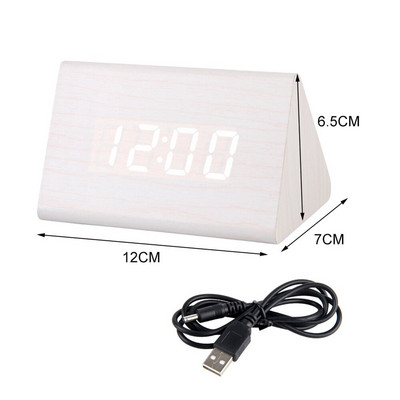 LED fa ébresztőóra asztal hangvezérlés digitális óra hőmérséklet páratartalom kijelző fa asztali órák USB/AAA