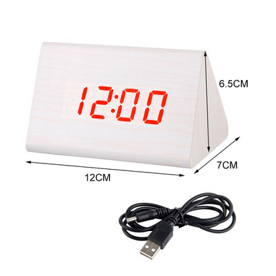 LED fa ébresztőóra asztal hangvezérlés digitális óra hőmérséklet páratartalom kijelző fa asztali órák USB/AAA