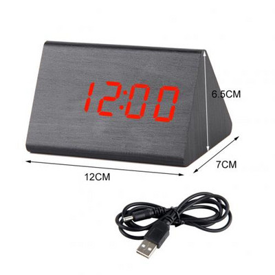 LED fa ébresztőóra asztal hangvezérlés digitális óra hőmérséklet páratartalom kijelző fa asztali órák USB/AAA