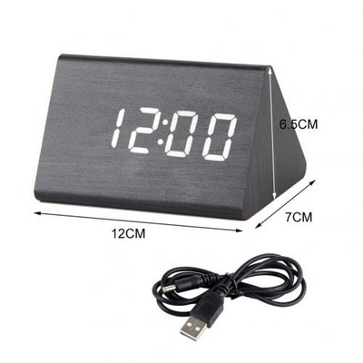 LED fa ébresztőóra asztal hangvezérlés digitális óra hőmérséklet páratartalom kijelző fa asztali órák USB/AAA