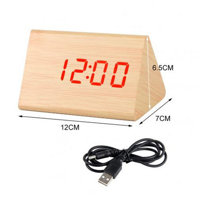 LED fa ébresztőóra asztal hangvezérlés digitális óra hőmérséklet páratartalom kijelző fa asztali órák USB/AAA