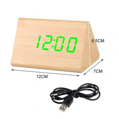 LED fa ébresztőóra asztal hangvezérlés digitális óra hőmérséklet páratartalom kijelző fa asztali órák USB/AAA