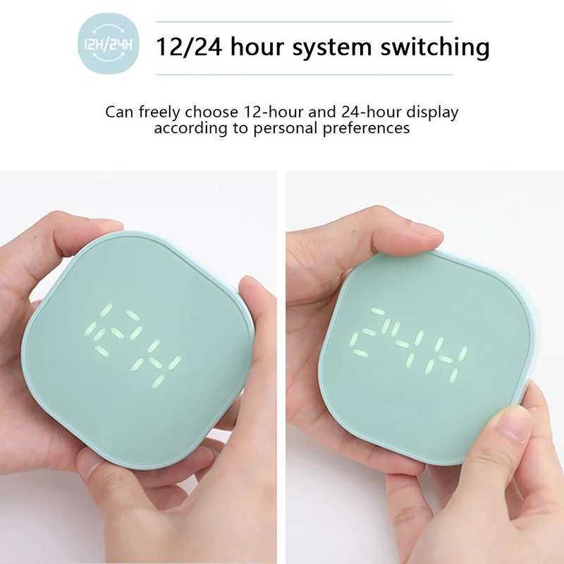 Intelligens kis ébresztőóra Digitális falióra Négyzet alakú Mini LED Multifunkciós Digitális óra Világító Hálószoba Éjjeli Világító Dekoráció