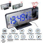 LED Digitalni budilnik Stolni elektronički stolni satovi USB Wake Up FM radio Vrijeme Projektor Funkcija odgode 2 alarma