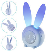 Rajzfilm nyuszi gyerekeknek ébresztőórás alvástréner újratölthető éjszakai fény 6 hanggal vezérelhető elalváskapcsolóval digitális hőmérővel