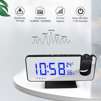 Ψηφιακά ξυπνητήρια LED Επιτραπέζια οθόνη καθρέφτη Ρολόι Ηλεκτρονικά ρολόγια Ραδιόφωνο FM Προβολέας ώρας αναβολής Λειτουργία διπλού ξυπνητηριού