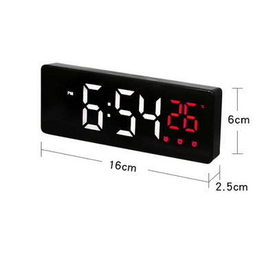 Ceas cu alarmă cu oglindă LED Control vocal Amânare Timp Afișare temperatură Ceas Copii Ceas cu alarmă pentru studenți Ceas electronic silențios