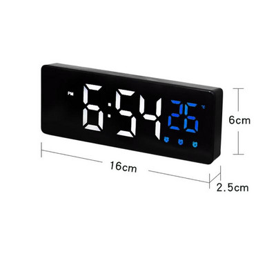 Ceas cu alarmă cu oglindă LED Control vocal Amânare Timp Afișare temperatură Ceas Copii Ceas cu alarmă pentru studenți Ceas electronic silențios