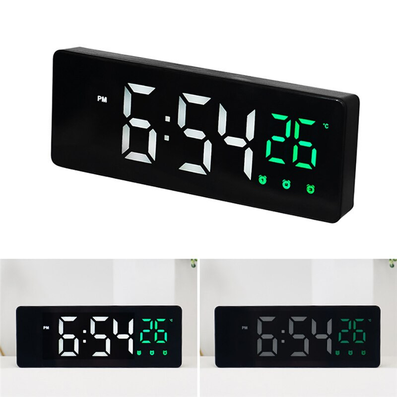 Ceas cu alarmă cu oglindă LED Control vocal Amânare Timp Afișare temperatură Ceas Copii Ceas cu alarmă pentru studenți Ceas electronic silențios