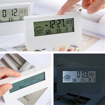 Ψηφιακό ξυπνητήρι LCD Επιτραπέζιο ρολόγια Επιτραπέζιο ρολόγια θερμοκρασίας Υγρασία Πολυλειτουργικό ημερολόγιο Snooze Bell με ρολόι με οπίσθιο φωτισμό