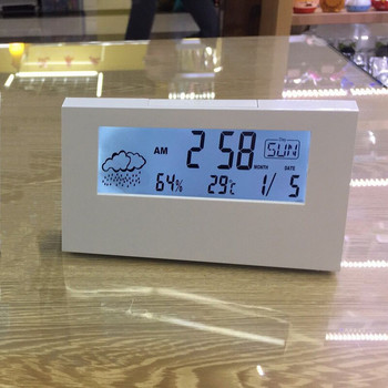 Ψηφιακό ξυπνητήρι LCD Επιτραπέζιο ρολόγια Επιτραπέζιο ρολόγια θερμοκρασίας Υγρασία Πολυλειτουργικό ημερολόγιο Snooze Bell με ρολόι με οπίσθιο φωτισμό