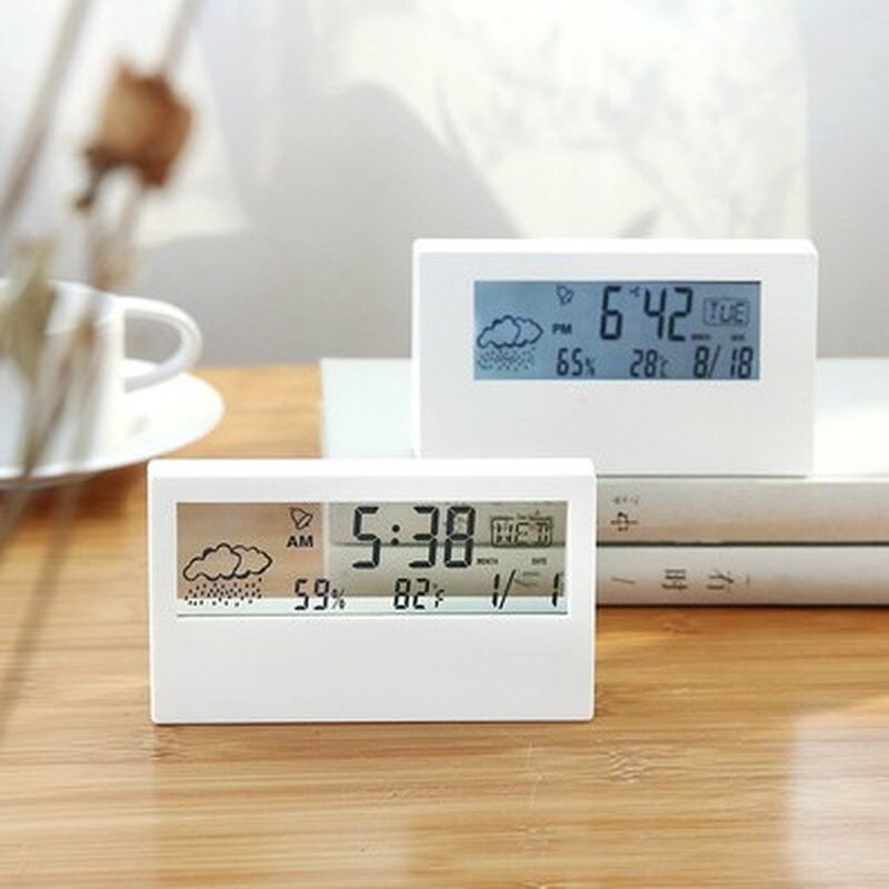 LCD digitális ébresztőóra asztali asztali órák hőmérséklet páratartalom monitor többfunkciós naptár szundi csengő háttérvilágítású órával