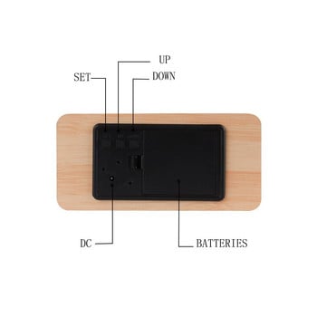 Baldr Ξύλινο Ξυπνητήρι Ψηφιακό μετρητή θερμοκρασίας Ημερολόγιο USB Γραφείο σπιτιού Θερμόμετρο ύπνου Χρονόμετρο LED Επιτραπέζιο ρολόι ελέγχου ήχου