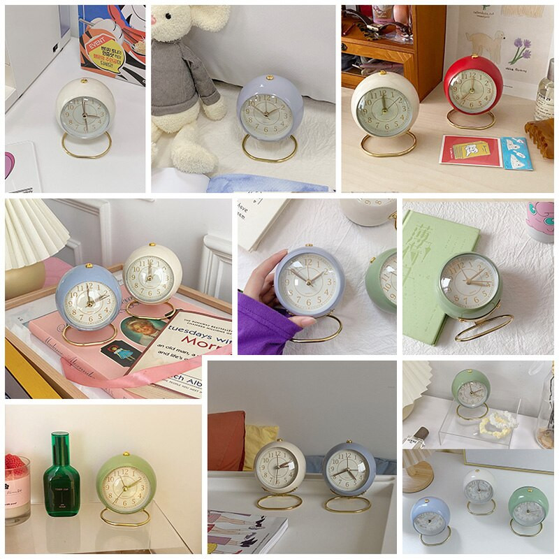 Kūrybiškas žadintuvas šiaurietiško stiliaus tylus kvarcinis laikrodis apvalus skaitmeninis laikrodis su naktiniu apšvietimu darbalaukyje prie lovos mini Despertador