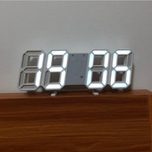 Ceas cu alarmă digital cu LED-uri 3D Control vocal Ceas electronic de perete Temperatura Data 3 alarme Modul noapte Ceas de masă montat pe perete