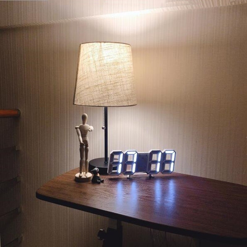 Ceas cu alarmă digital cu LED-uri 3D Control vocal Ceas electronic de perete Temperatura Data 3 alarme Modul noapte Ceas de masă montat pe perete