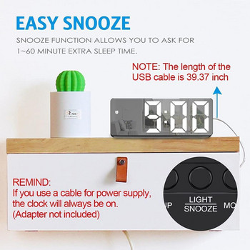 Έξυπνο ρολόι LED δίπλα στο κρεβάτι Ψηφιακά ξυπνητήρια Επιτραπέζιο τραπέζι Ηλεκτρονικό επιτραπέζιο ρολόι Λειτουργία αναβολής USB Ψηφιακό ξυπνητήρι αφύπνισης