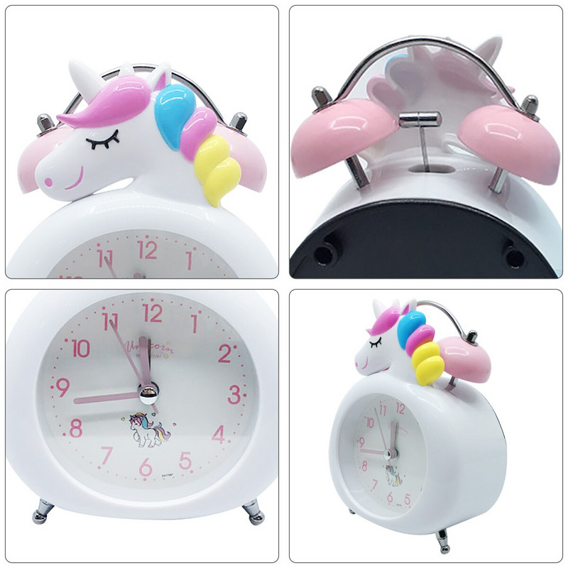 Ceas de birou Ceas cu deşteptător cu unicorn cu desene animate Noptiera Ceas de birou Decorare camera copiilor Cadou de Craciun