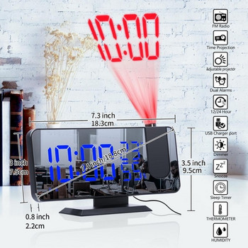 Ψηφιακό ξυπνητήρι LED με προβολή Ηλεκτρονικά ρολόγια επιτραπέζιου υπολογιστή USB Wake Up FM Radio Time Projector Λειτουργία αναβολής