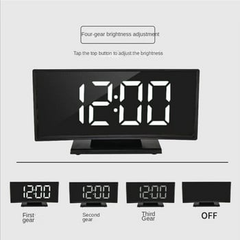 Επιτραπέζιο ψηφιακό ρολόι LED Ηλεκτρονικό επιτραπέζιο ρολόι Ξυπνητήρι δίπλα στο κρεβάτι για υπνοδωμάτιο με κυρτή οθόνη Έξυπνο ρολόι με λειτουργία αναβολής
