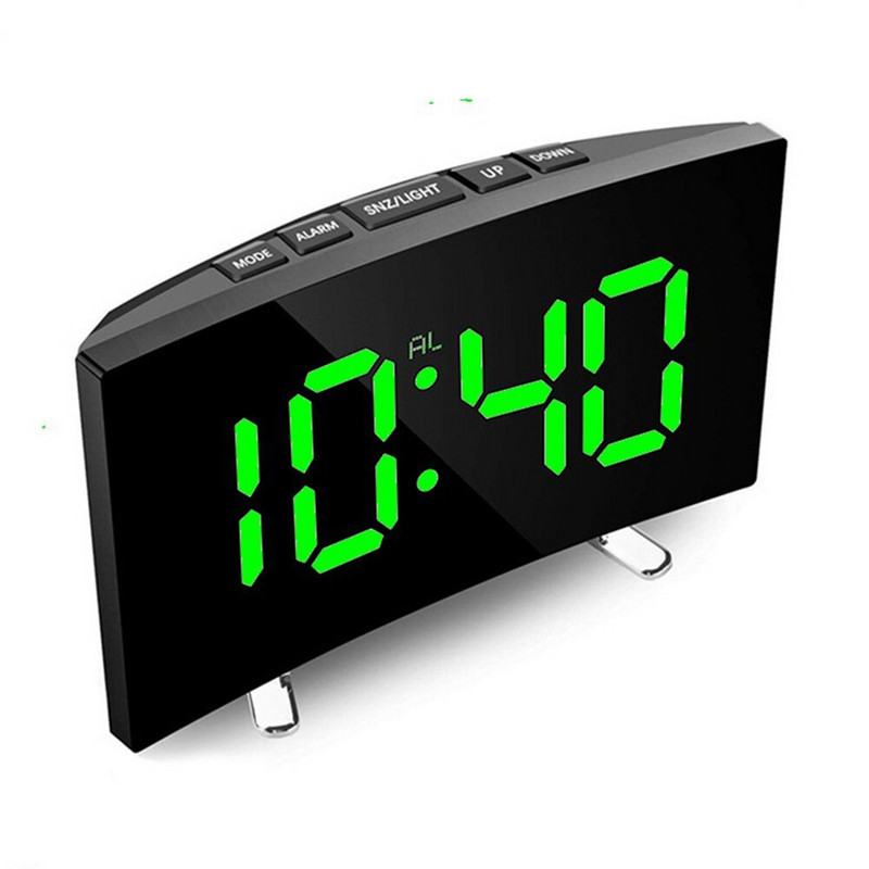 Újratölthető utazási ajándék, nagy LED kijelzős naptár, hordozható digitális ébresztőóra asztali elektronikus ívelt képernyő, praktikus gyerekeknek