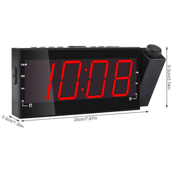 Επιτραπέζιο ξυπνητήρι LED Ρολόι ραδιόφωνο προβολής Ψηφιακό ξυπνητήρι με ραδιόφωνο FM Φόρτιση USB για υπνοδωμάτιο σπιτιού Λειτουργία αναβολής χρόνου 1 τεμ.