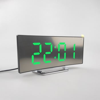 Δημιουργική κυρτή οθόνη με ρυθμιζόμενο καθρέφτη LED Ψηφιακό ξυπνητήρι με μεγάλη οθόνη Διακόσμηση σπιτιού Λειτουργία αναβολής