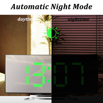 Καμπυλωτό ψηφιακό ξυπνητήρι Οθόνη LED για παιδικό υπνοδωμάτιο Θερμοκρασία σαλονιού Λειτουργία αναβολής διακόσμησης σπιτιού Μεγάλο επιτραπέζιο ρολόι