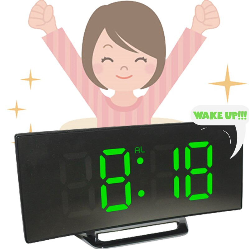 Lenktas skaitmeninis žadintuvas LED ekranas vaikams Miegamojo Svetainės temperatūros snaudimo funkcija Namų dekoras Didelis stalinis stalo laikrodis