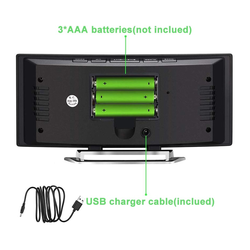 Lenktas skaitmeninis žadintuvas LED ekranas vaikams Miegamojo Svetainės temperatūros snaudimo funkcija Namų dekoras Didelis stalinis stalo laikrodis