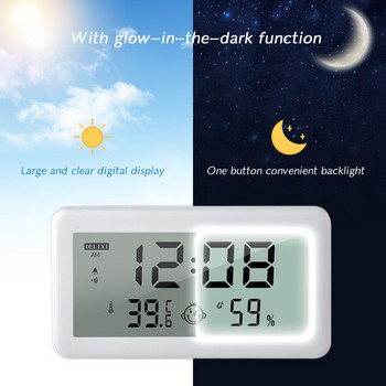 Πολυλειτουργικό Ψηφιακό ρολόι LCD Θερμόμετρο Υγρόμετρο Ξυπνητήρι με οπίσθιο φωτισμό Υγρασία Επιτραπέζια ρολόγια για τραπέζι