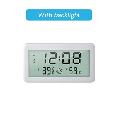 Ceas digital LCD multifuncțional, termometru, higrometru, ceas cu alarmă, cu iluminare din spate, umiditate, ceasuri de masă pentru masă