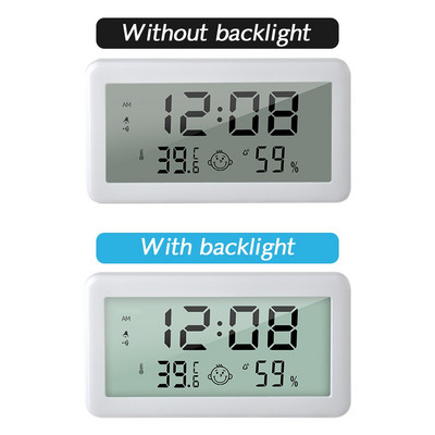 Ceas digital LCD multifuncțional, termometru, higrometru, ceas cu alarmă, cu iluminare din spate, umiditate, ceasuri de masă pentru masă