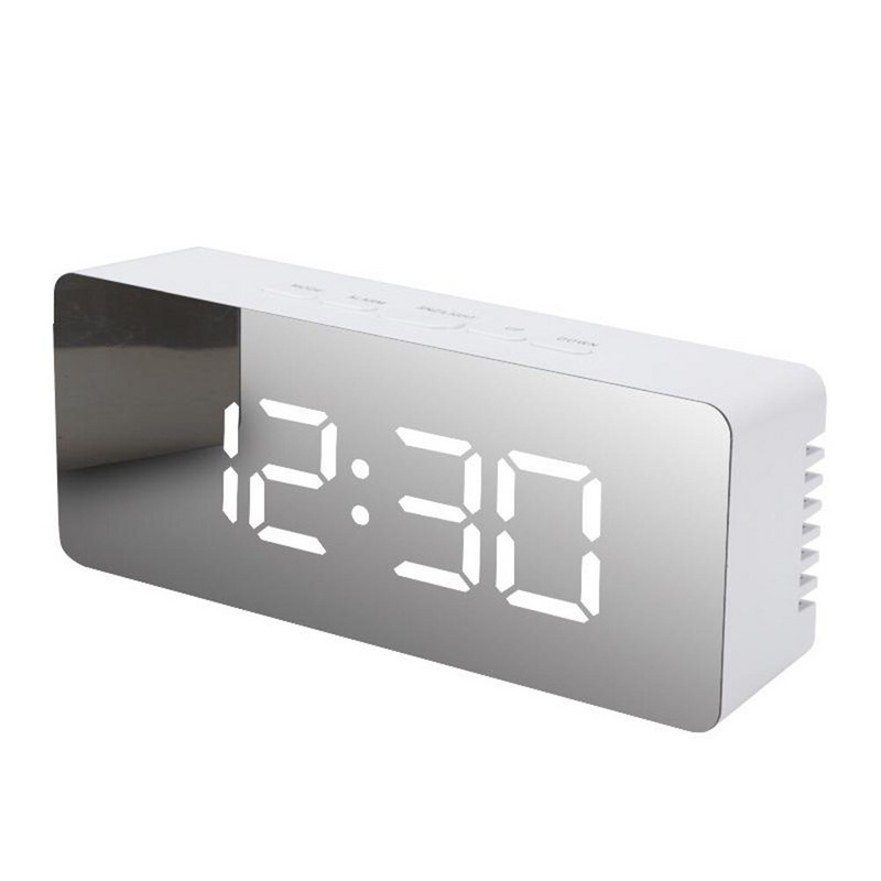 LED Wecker digitális USB Alarmwecker Funk Uhr Schlummerfunktion Tischuhr Spiegel Reloj Despertador fali dekoráció