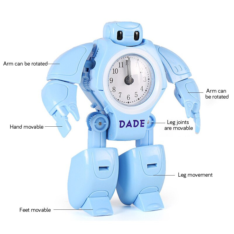 Vaikiškas robotas žadintuvas vaikams žaislas deformuojantis robotas stalo laikrodžiai 2 modelio formos Kūrybinis animacinis stalinis laikrodis mokiniams Dovana vaikams