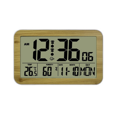 Daugiafunkcis LED didelio ekrano LCD skaitmeninis žadintuvas su termometru, higrometru, sieninis laikrodis, stalinio laikrodžio kalendorius