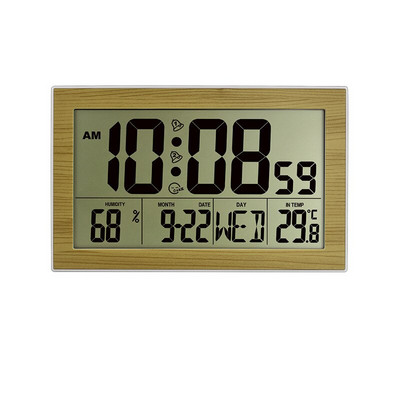 Daugiafunkcis LED didelio ekrano LCD skaitmeninis žadintuvas su termometru, higrometru, sieninis laikrodis, stalinio laikrodžio kalendorius