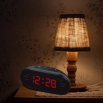220V EU Plug AM FM Ραδιοφωνικό ξυπνητήρι διπλής συχνότητας Ψηφιακό ρολόι LED Φωτεινό ρολόι Snooze Ηλεκτρονικό επιτραπέζιο ρολόι σπιτιού
