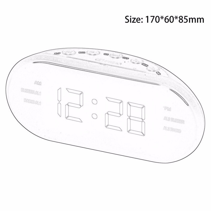 LED žadintuvo radijas Skaitmeninis AM/FM radijas Raudonas su ES kištuku Didelis LED ekranas Skaitmeninis radijo žadintuvas miegamajame prie lovos stalui