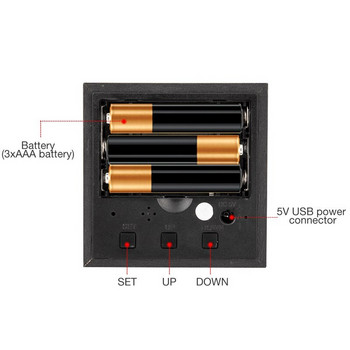 Ξύλινο ψηφιακό LED Ξυπνητήρι Φωνητικός έλεγχος USB/AAA Ηλεκτρονικό επιτραπέζιο ρολόι πολλαπλών λειτουργιών Θερμοκρασία επιτραπέζιο ρολόι