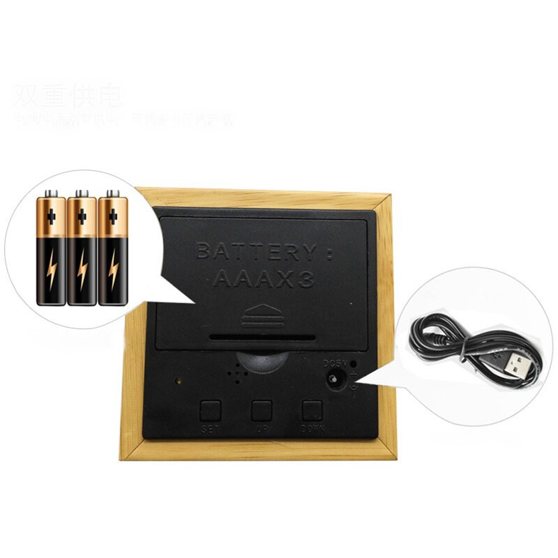 Divat mini fa óra LED elektronikus óra fa ébresztőóra hangvezérlés Ragyogó kreatív éjjeliszekrény diákóra