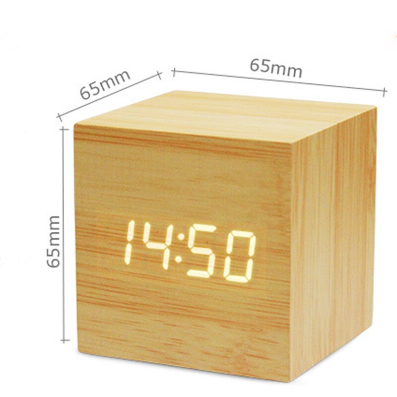 Divat mini fa óra LED elektronikus óra fa ébresztőóra hangvezérlés Ragyogó kreatív éjjeliszekrény diákóra