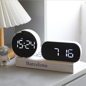 Oglindă LED Ceas cu alarmă digital Lumini de noapte Termometru Ceasuri de perete Lampă dreptunghi pătrat Ceas de masă multifuncțional USB/AAA