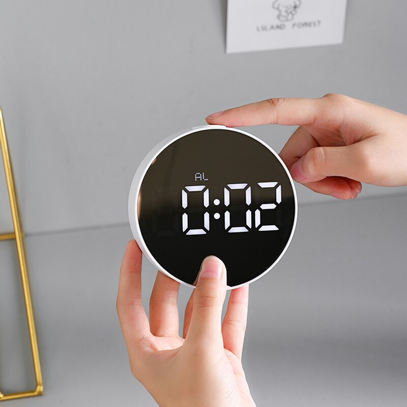 Oglindă LED Ceas cu alarmă digital Lumini de noapte Termometru Ceasuri de perete Lampă dreptunghi pătrat Ceas de masă multifuncțional USB/AAA