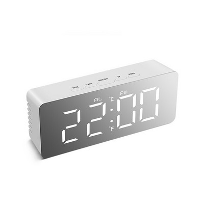 Ceas cu alarmă cu oglindă Ceas cu LED Ceas cu amânare digitală Ceas de masă Lumină cu trezire Afișaj electronic cu timp mare Ceas pentru decorarea casei