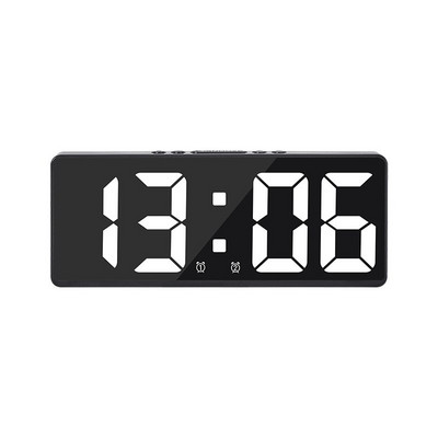 Kettős ébresztőórák nehéz alvók számára Hangvezérlés Egyszerű LED, nagy képernyős 12/24 órás naptár Hálószoba Éjjel melletti Otthoni Digitális óra