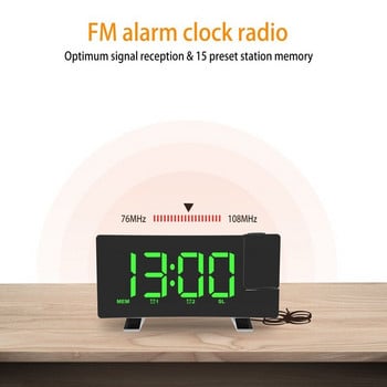 Έξυπνο ξυπνητήρι Ρολόι Ρολόι ραδιοφώνου FM με προβολή LED Ψηφιακό ρολόι Τραπέζι Ηλεκτρονικό επιτραπέζιο ρολόι Ώρα αφύπνισης Αναβολή 2 Ξυπνητήρι