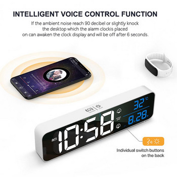 Ψηφιακό Ξυπνητήρι LED Εμφάνιση θερμοκρασίας ημερομηνίας Ρυθμιζόμενος ήχος ABS Επαναφορτιζόμενος μετρητής αφύπνισης για επιτραπέζιο ρολόι γραφείου
