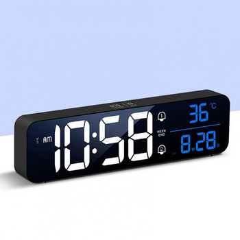 LED цифров будилник Дисплей за температура и дата Регулируем звук ABS Акумулаторен часовник за събуждане Измервател за офис настолен часовник