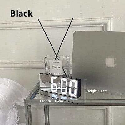 CuteLife Šviečiantis plastikinis išmanusis veidrodinis žadintuvas Vaikų valdymo balsu kalendorius LED stalinis laikrodis Namų dekoravimas prie lovos laikrodis